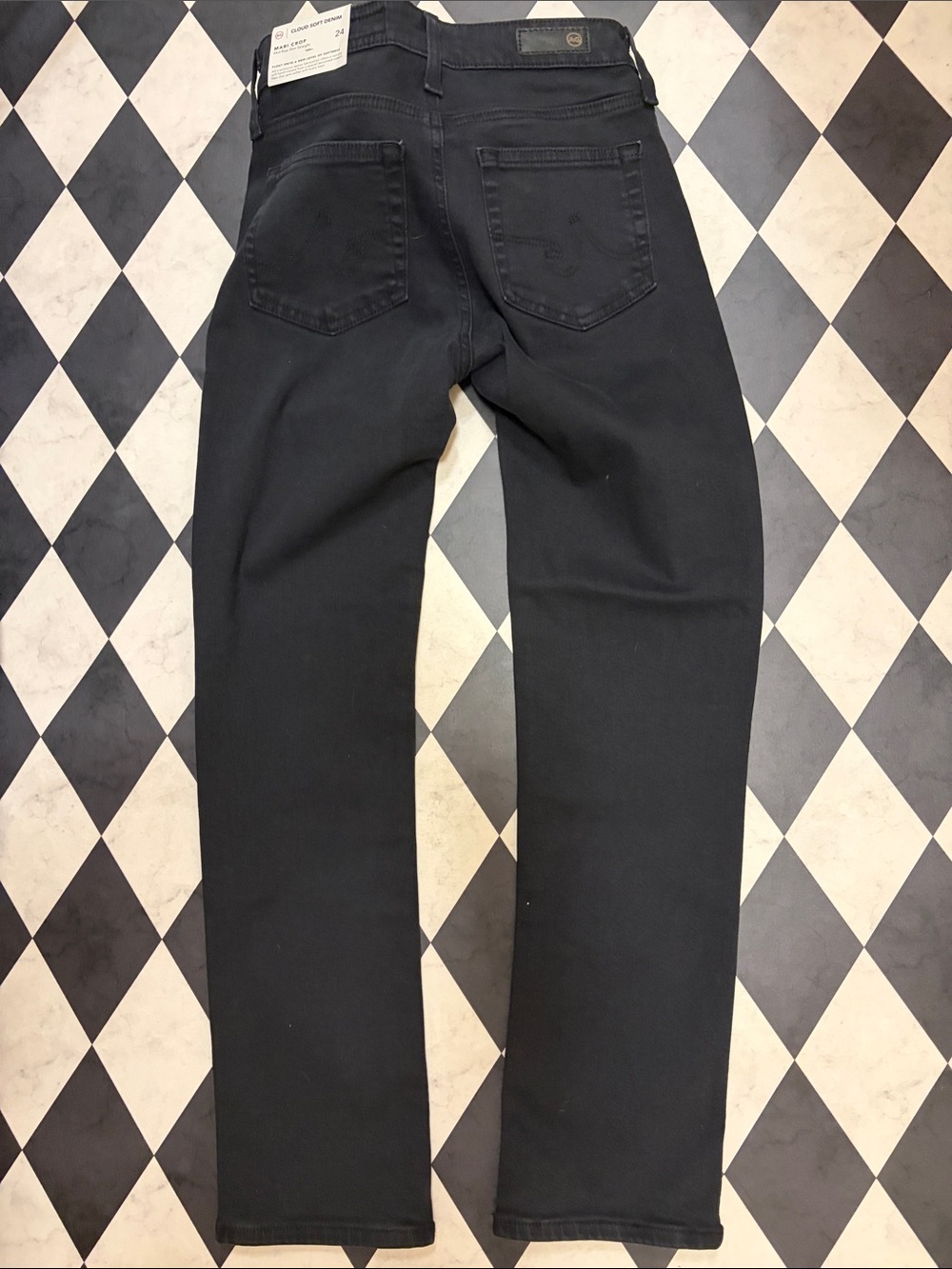 Women’s AG Mari Crop Sulfar Black Mid-rise straight Jeans 24 - Picture 3 of 6
